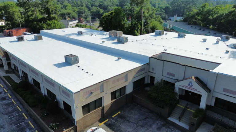commercial roofing on a new flat roof.