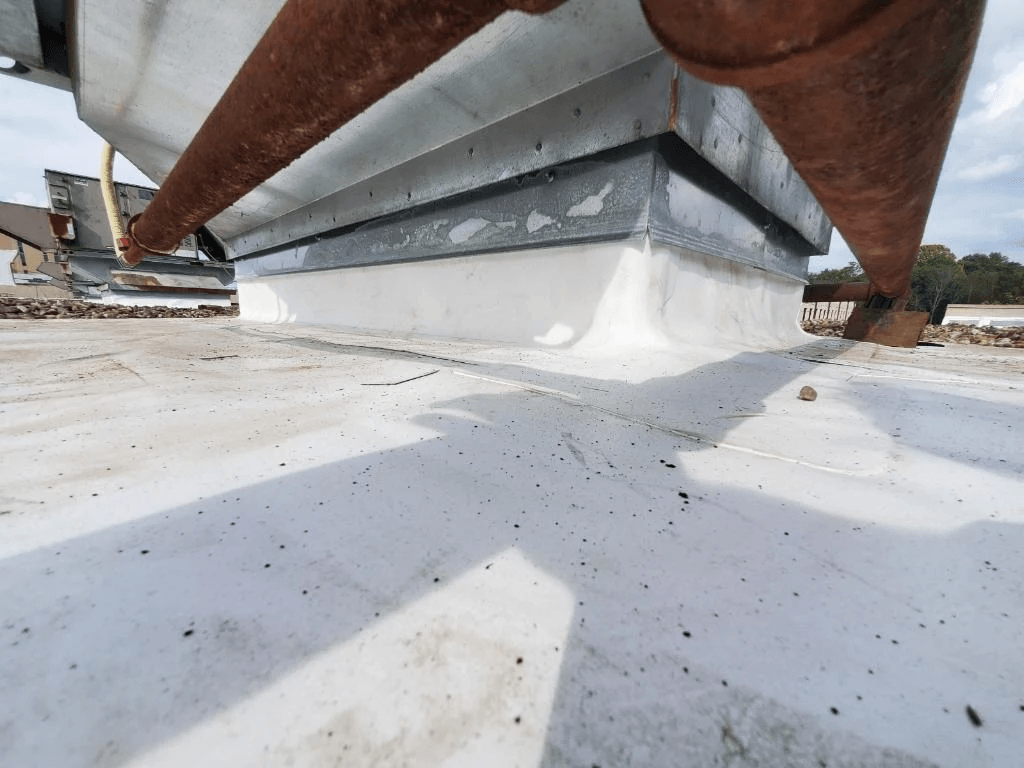 A roof getting maintenance work done