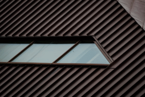 A textured metal roof