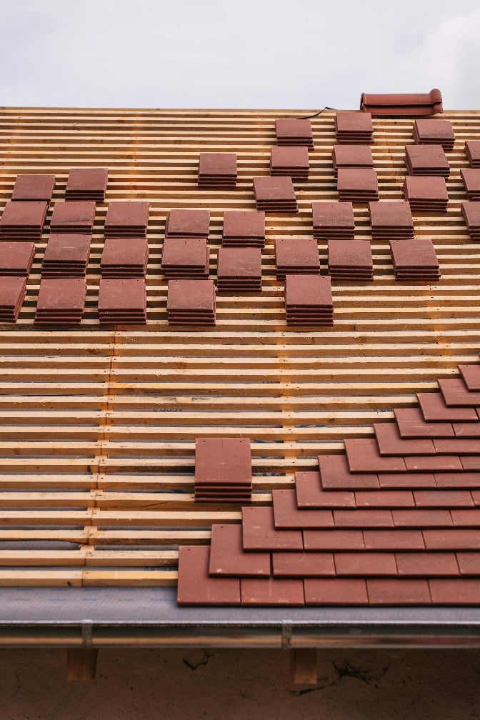 A roof being installed