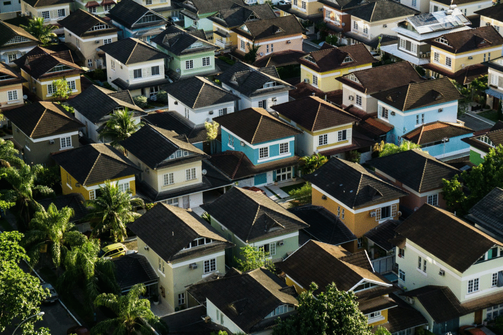 A neighborhood with quality roofing