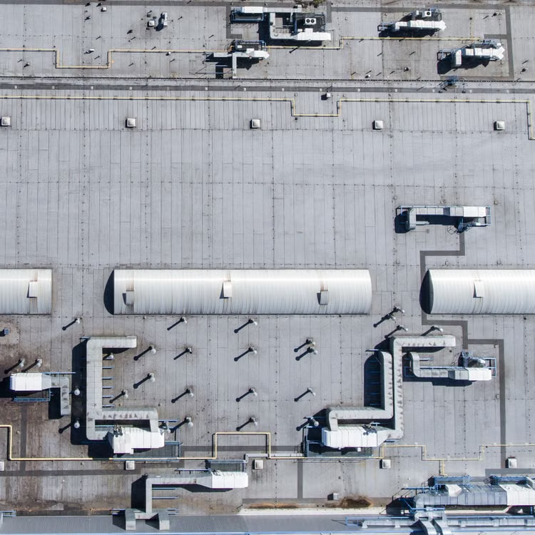 aerial view of an industrial building